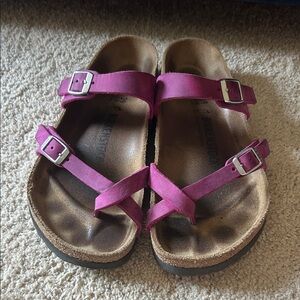 BIRKENSTOCK Leather Mayari Fuschia Pink 38R (open footprint) - Very Gently Used